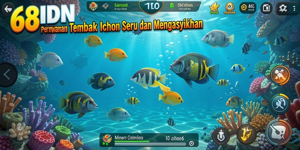 Screenshot gameplay 68IDN menampilkan aksi tembak ikan yang dinamis.