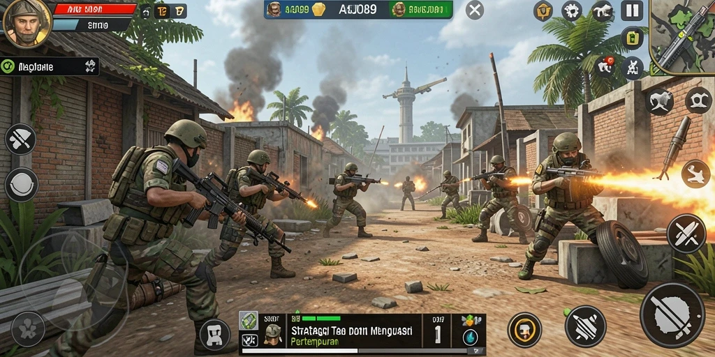 Tampilan gameplay AJO89 menunjukkan taktik yang mendalam dan berbagai unit tempur.