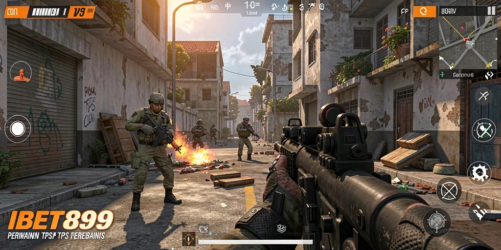 Screenshot gameplay IBET899 menampilkan aksi tembak-menembak yang mendebarkan.
