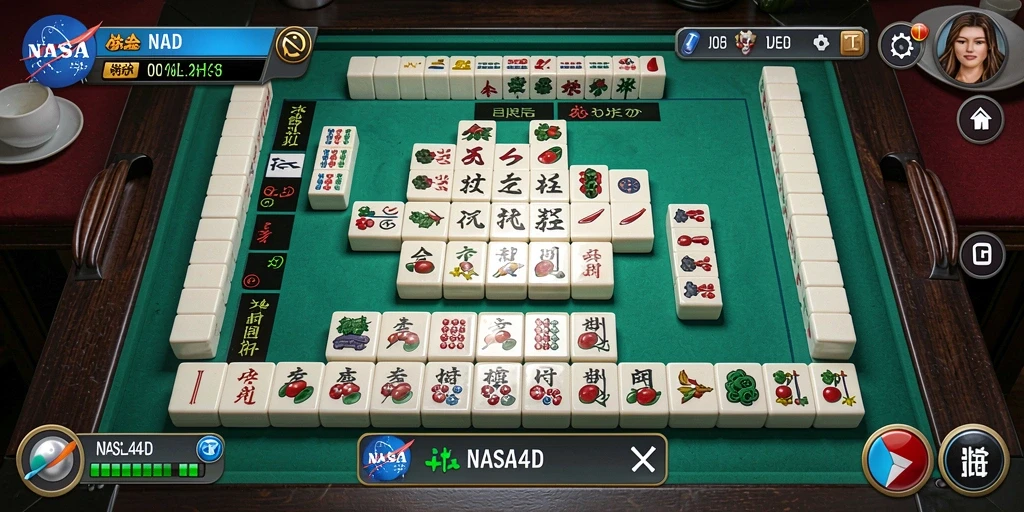 Tampilan screenshot dari gameplay seru NASA4D Mahjong.