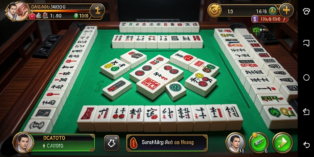 Tampilan menarik dari gameplay OCATOTO dengan latar belakang Mahjong.