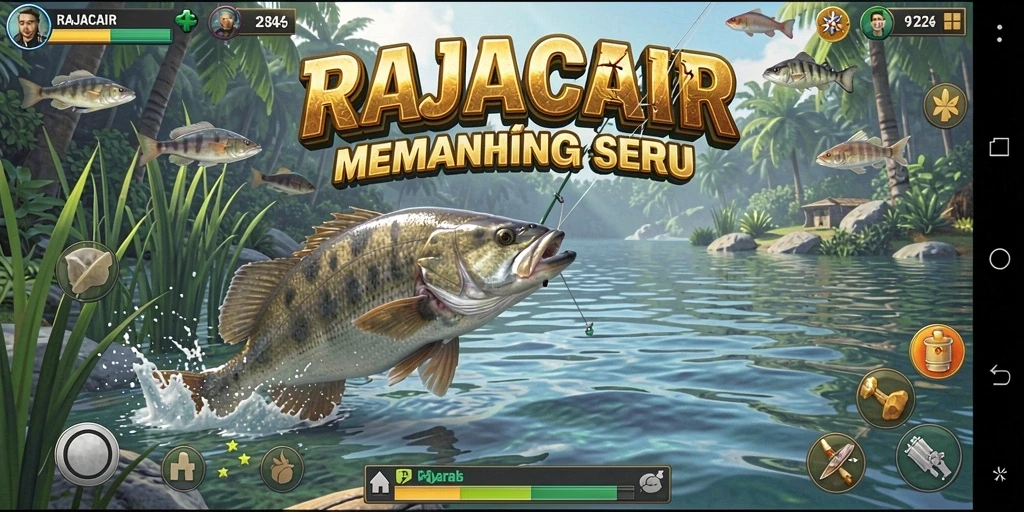 Screenshot RAJACAIR menampilkan gameplay memancing yang mendebarkan.