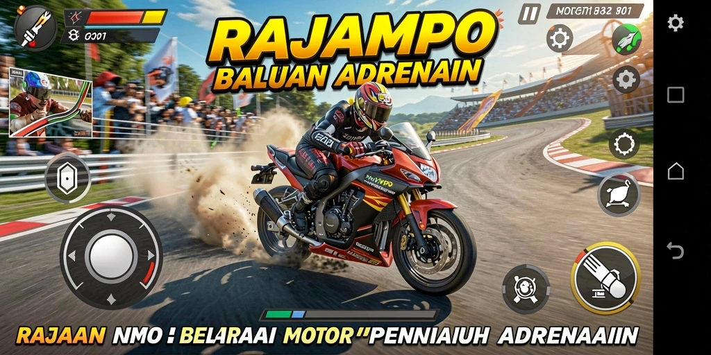Tampilan gameplay seru dalam balapan motor yang menegangkan.