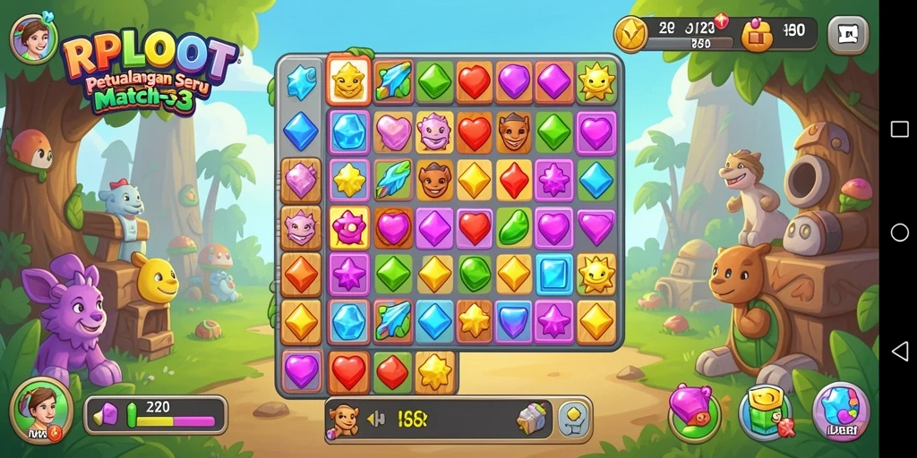 Tampilan gameplay RPLOOT yang seru dan menantang di dunia Match-3.