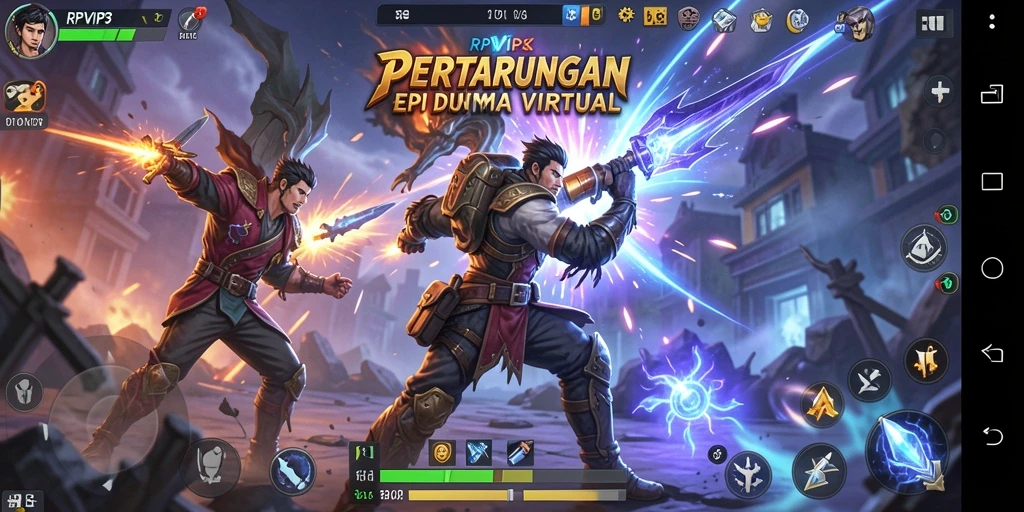 Gameplay RPVIP3 yang menarik dengan aksi pertarungan seru.