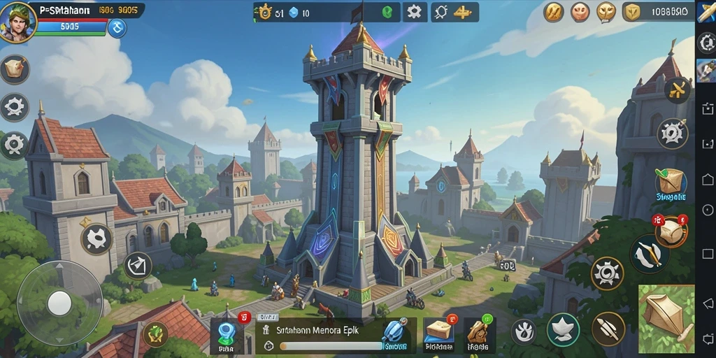 Tampilan menarik dari gameplay Tower Defense SM605 dengan menara beragam.