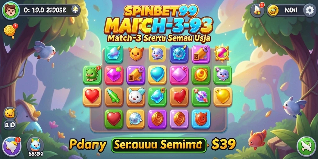 Gameplay menarik dengan tantangan mencocokkan simbol Match-3.
